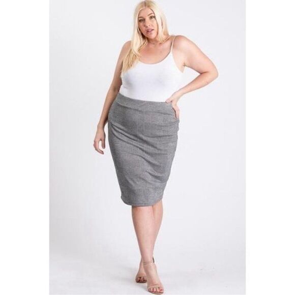 NWT - Women’s Ladies Black Gray MIDI Pencil Straight Skirt- Size 1 XL - Picture 2 of 5